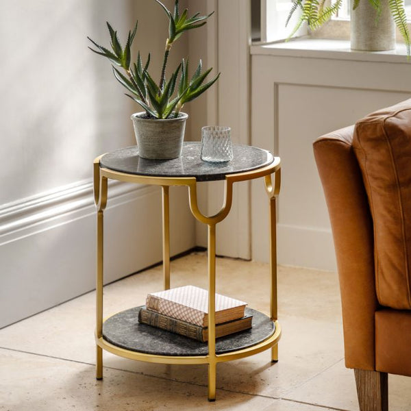 Ghedi Valentina Side Table Black Marble — SantoLusso®