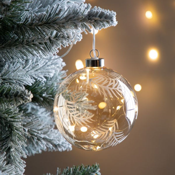 Ghedi Feather Etched Bauble with LED Amber — SantoLusso®