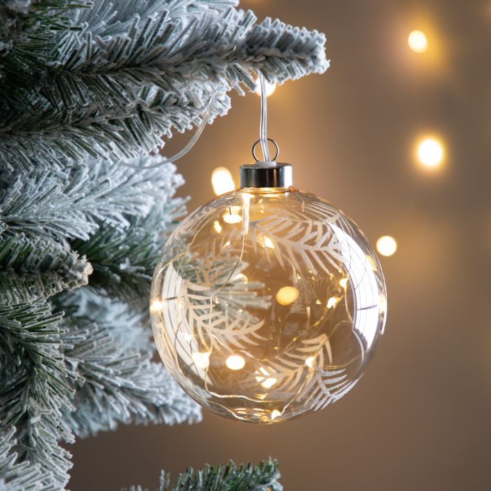 Ghedi Feather Etched Bauble with LED Amber — SantoLusso®
