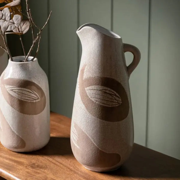 Ghedi Goya Pitcher Vase Reactive WhteBrown — SantoLusso®