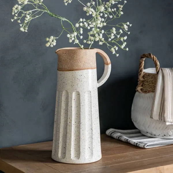 Ghedi Callow Pitcher Vase White Natural — SantoLusso®