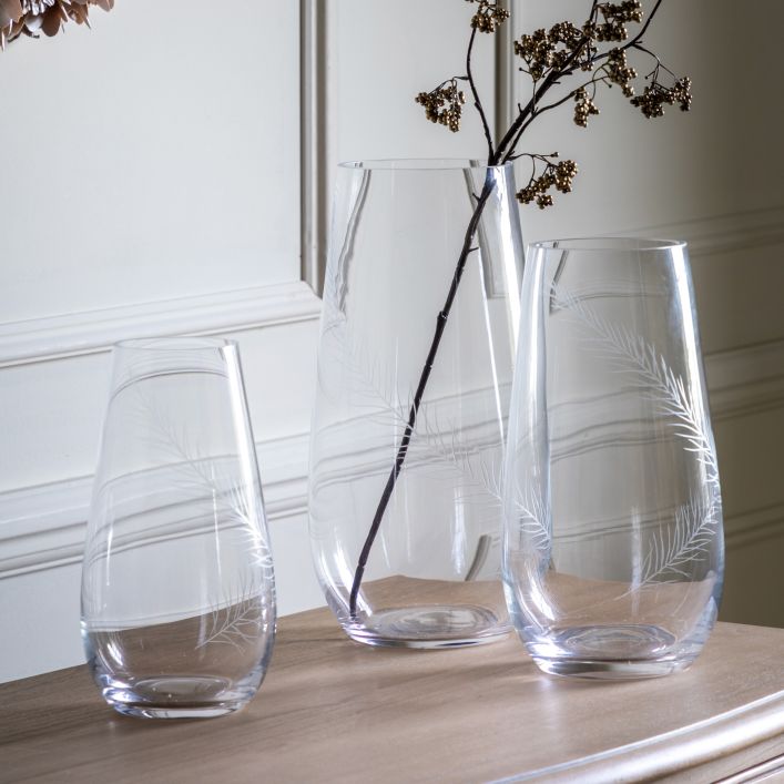 Ghedi Feather Vase Small Clear — SantoLusso®