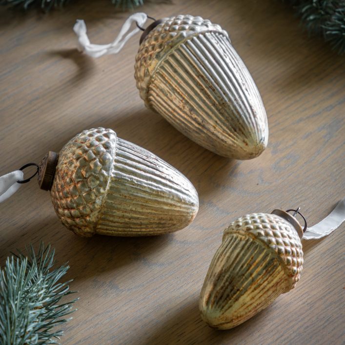 Ghedi Acorn Bauble Antique Gold Set of 6 Large — SantoLusso®
