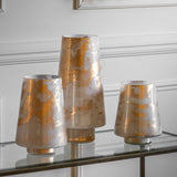 Ghedi Marbled Hurricane Small Gold White Candle Holder — SantoLusso®