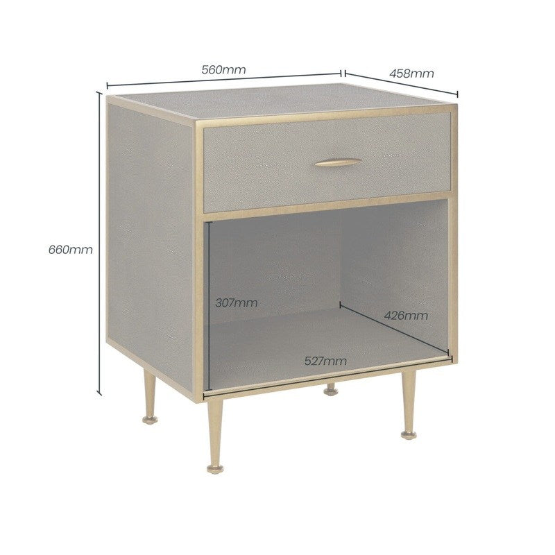 DI Designs Hampton Bedside Table | Grey Shagreen