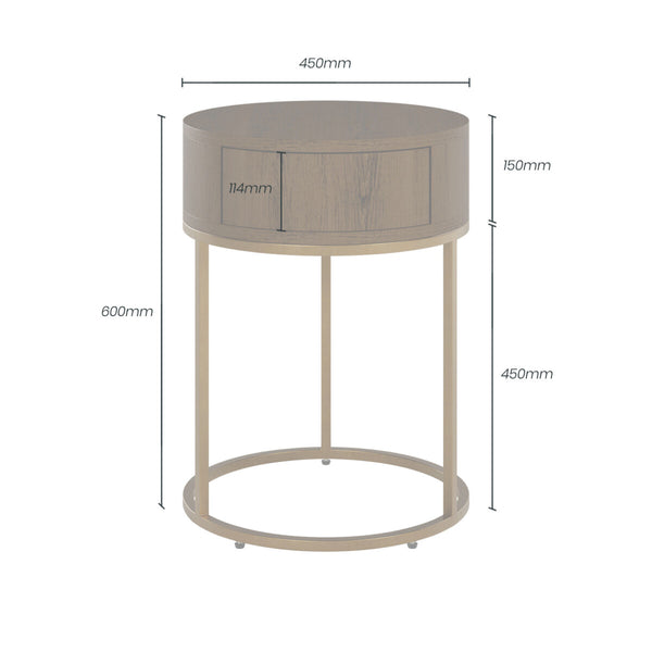DI Designs Hampton Bedside | Round Wooden | Brown