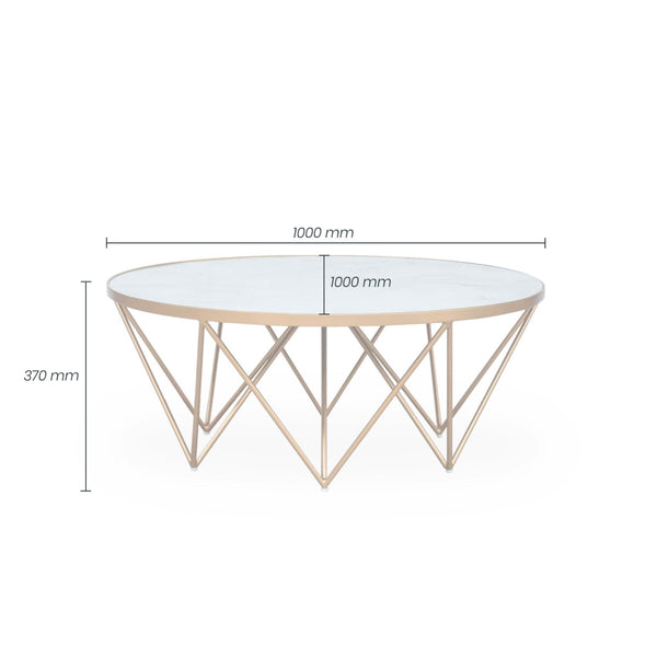 DI Designs Crofton Round Coffee Table | White Marble Glass