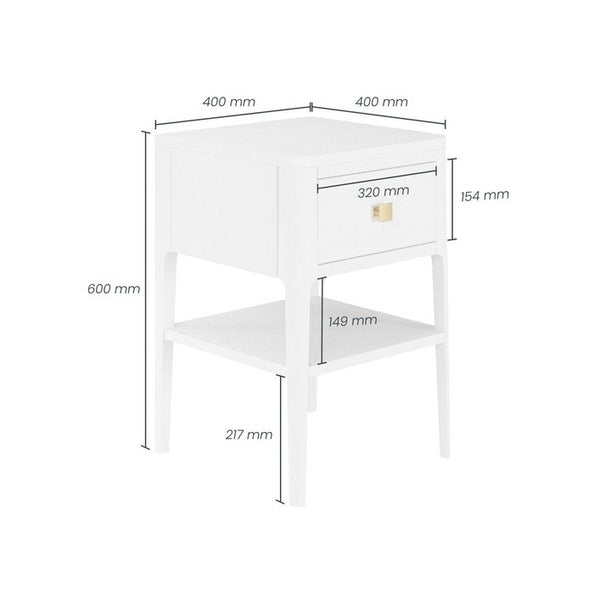DI Designs Abberley Bedside | White | 1 Drawer - SantoLusso
