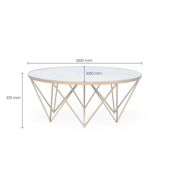 DI Designs Crofton Round Coffee Table | White Marble Glass - SantoLusso
