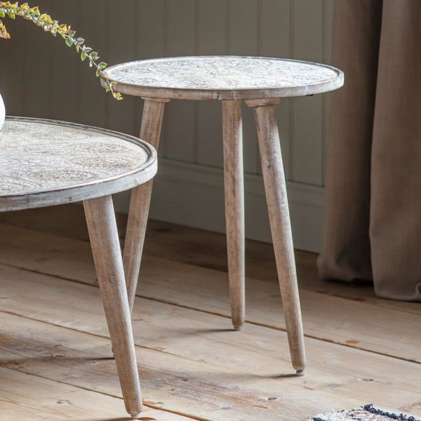 Ghedi Belir Side Table Natural White — SantoLusso®