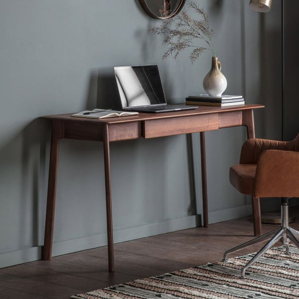 Ghedi Cabrera 1 Drawer Desk Walnut — SantoLusso®