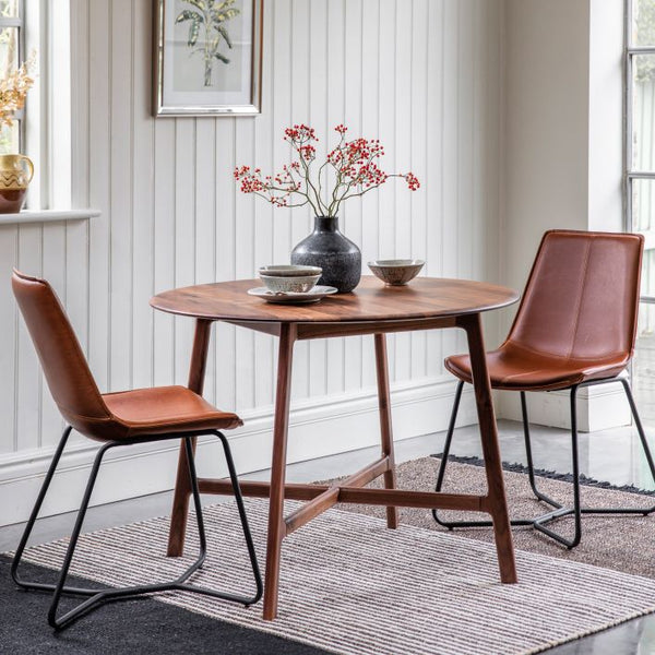 Ghedi Cabrera Round Dining Table Walnut — SantoLusso®