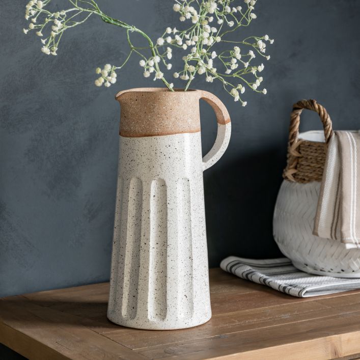 Ghedi Callow Pitcher Vase White Natural — SantoLusso®