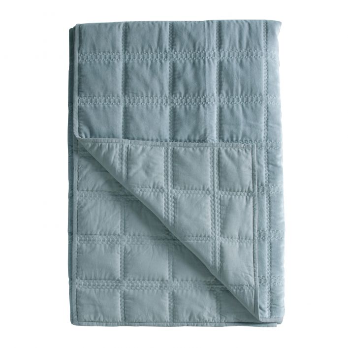 Ghedi Dasa Quilted Cotton Bedspread Duck Egg — SantoLusso®