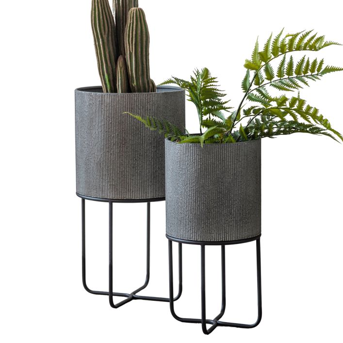 Ghedi Eda Metal Planter Set of 2 Grey — SantoLusso®