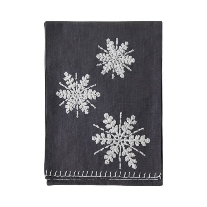 Ghedi Emb Snowflakes Table Runner Charcoal Large — SantoLusso®