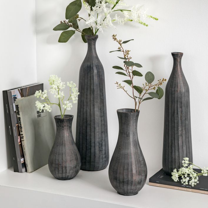 Ghedi Enya Fluted Vase Large Antique Grey — SantoLusso®