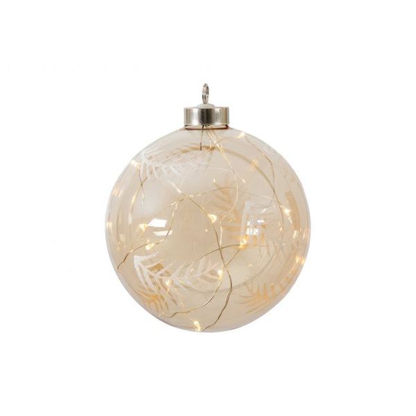 Ghedi Feather Etched Bauble with LED Amber — SantoLusso®