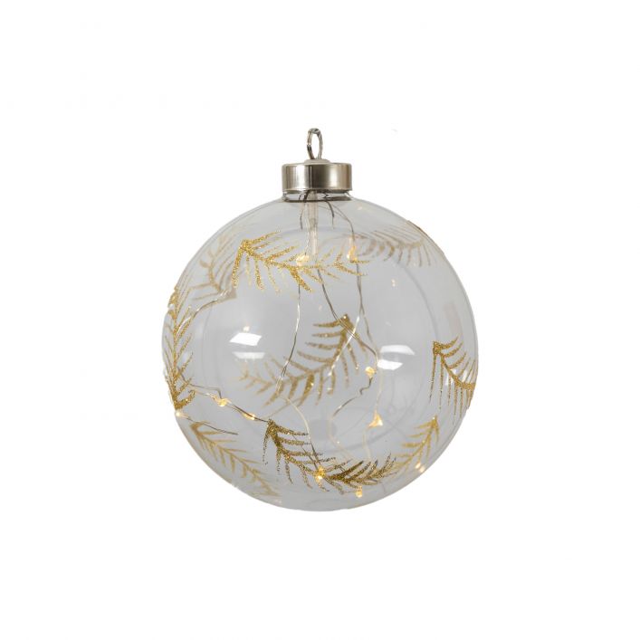 Ghedi Feather Etched Bauble with LED Clear — SantoLusso®