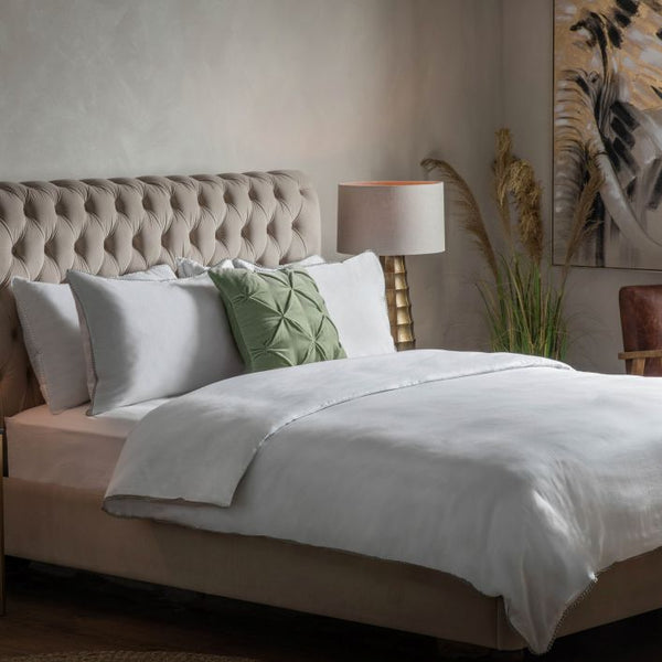 Ghedi Felicity 500tc Duvet Set White/Silver King — SantoLusso®