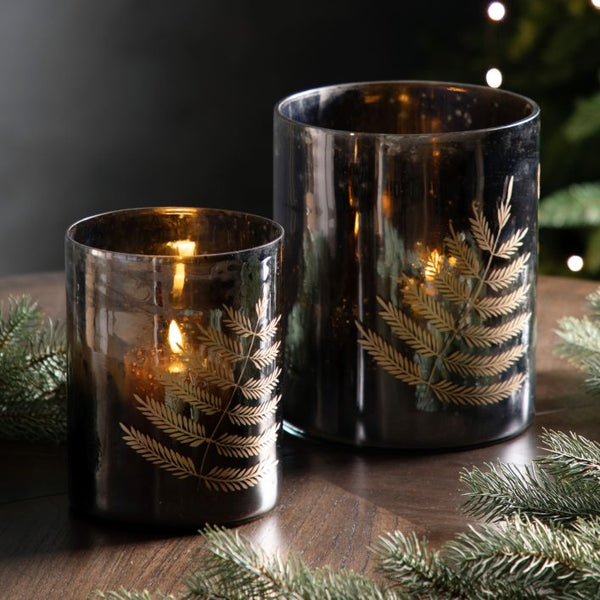 Ghedi Fern Hurricane Large Black Gold Vase — SantoLusso®
