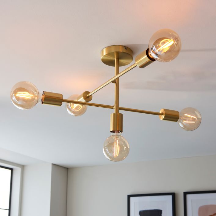 Ghedi Gabriela 5 Ceiling Light Satin Brass — SantoLusso®