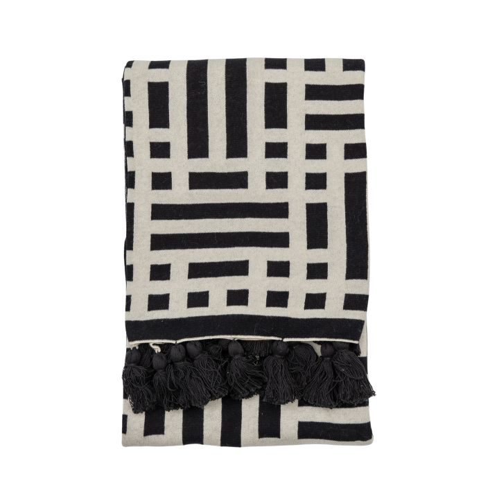 Ghedi Gerro Knitted Tassel Throw Black — SantoLusso®