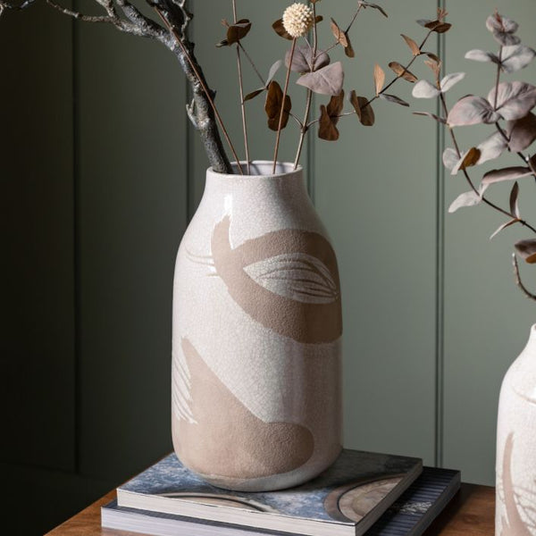 Ghedi Goya Vase Large Reactive White Brown — SantoLusso®