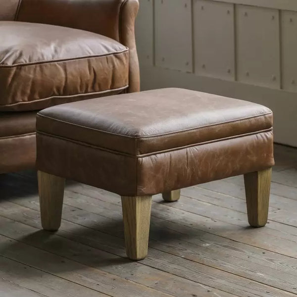 Ghedi Gravina Paddington Stool Vintage Brown Leather — SantoLusso®