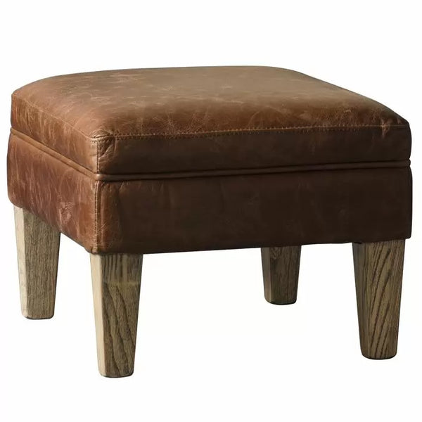 Ghedi Gravina Paddington Stool Vintage Brown Leather — SantoLusso®