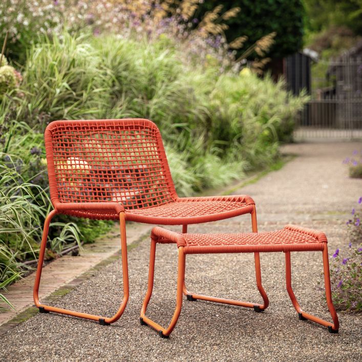 Ghedi Jussetto Lounge Chair with Footstool Orange — SantoLusso®