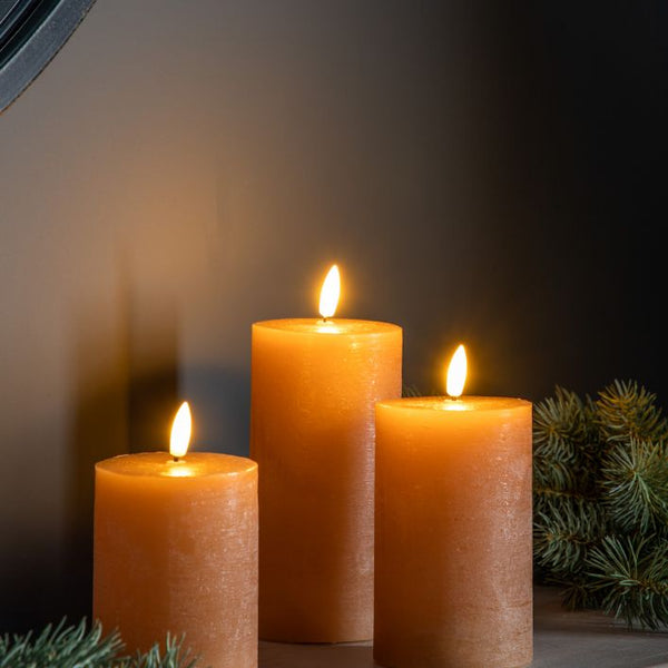 Ghedi LED Candle Rustic Amber Set of 3 — SantoLusso®