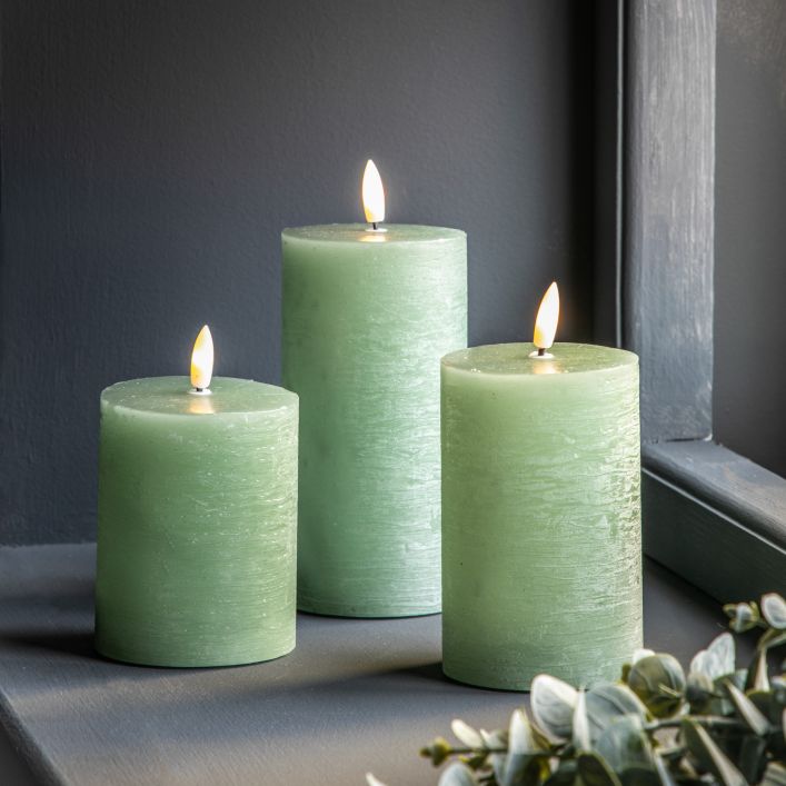 Ghedi LED Candle Rustic Sage Set of 3 — SantoLusso®