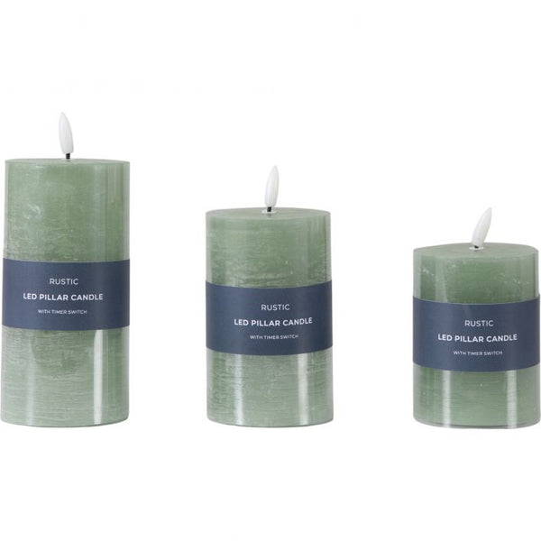Ghedi LED Candle Rustic Sage Set of 3 — SantoLusso®