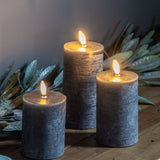 Ghedi LED Candle Rustic Slate Set of 3 — SantoLusso®