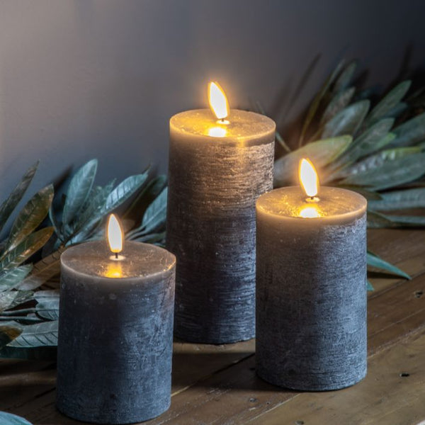 Ghedi LED Candle Rustic Slate Set of 3 — SantoLusso®