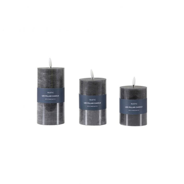 Ghedi LED Candle Rustic Slate Set of 3 — SantoLusso®