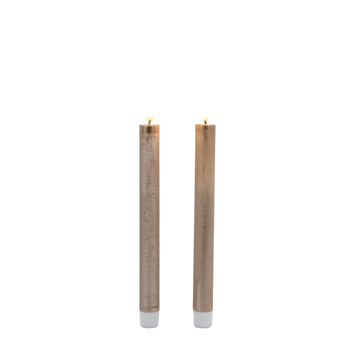Ghedi LED Dinner Candle Set of 2 Gold — SantoLusso®