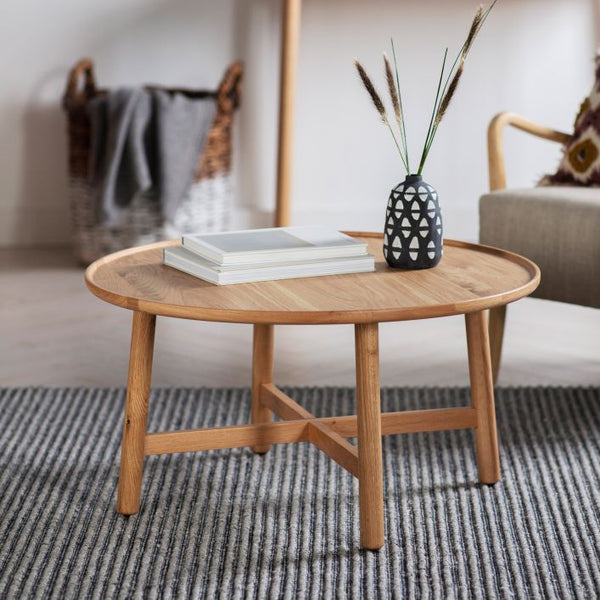 Ghedi Lencia Round Coffee Table Oak — SantoLusso®