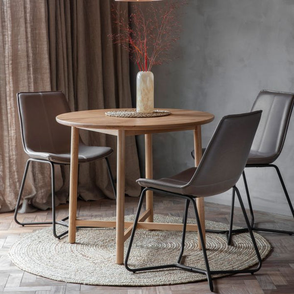 Ghedi Lencia Round Dining Table Oak — SantoLusso®