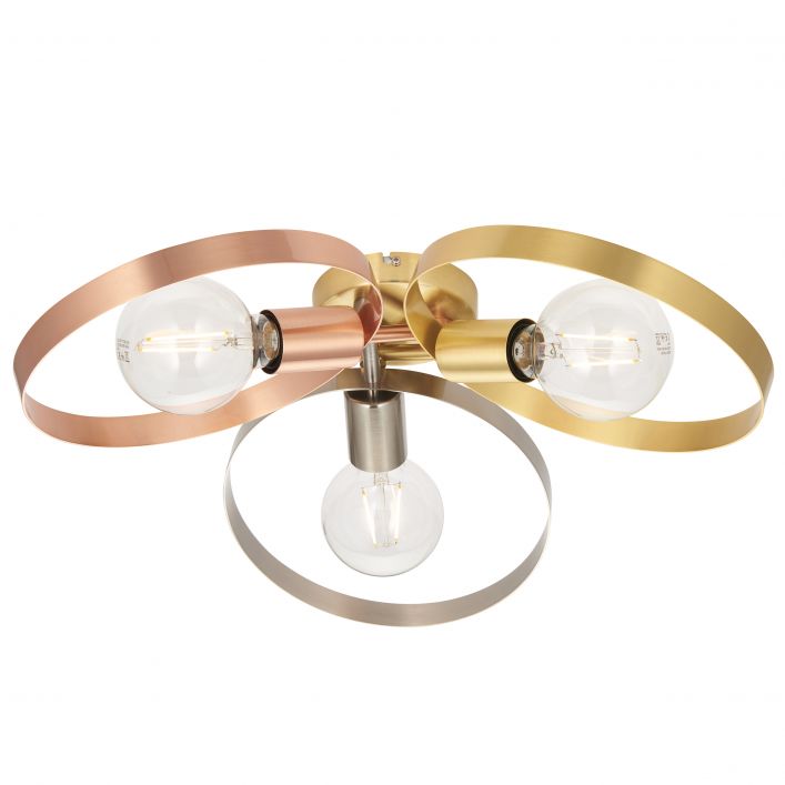 Ghedi Letitia 3 Ceiling Light Brushed Brass/Nickel/Copper — SantoLusso®