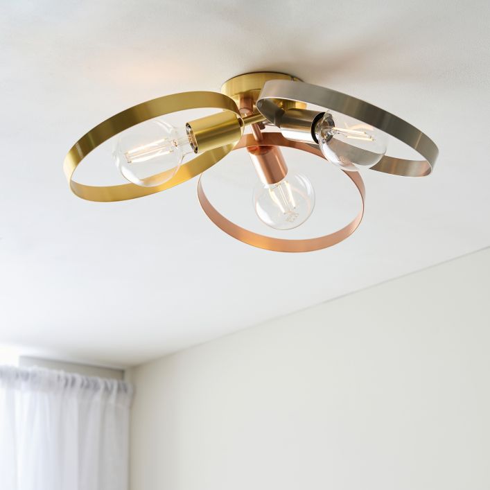 Ghedi Letitia 3 Ceiling Light Brushed Brass/Nickel/Copper — SantoLusso®