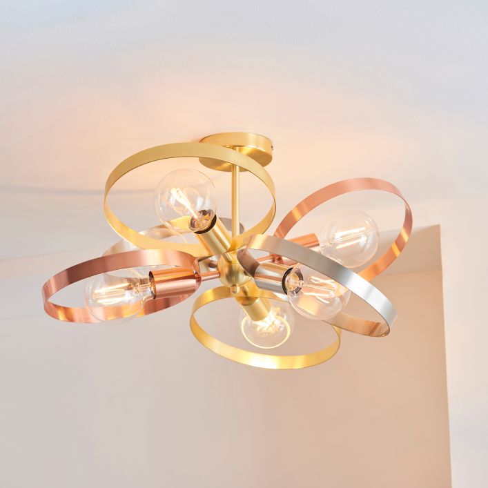 Ghedi Letitia 6 Ceiling Light Brushed Brass — SantoLusso®