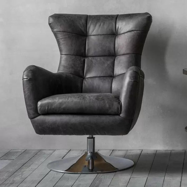 Ghedi Majori Swivel Chair Antique Ebony — SantoLusso®