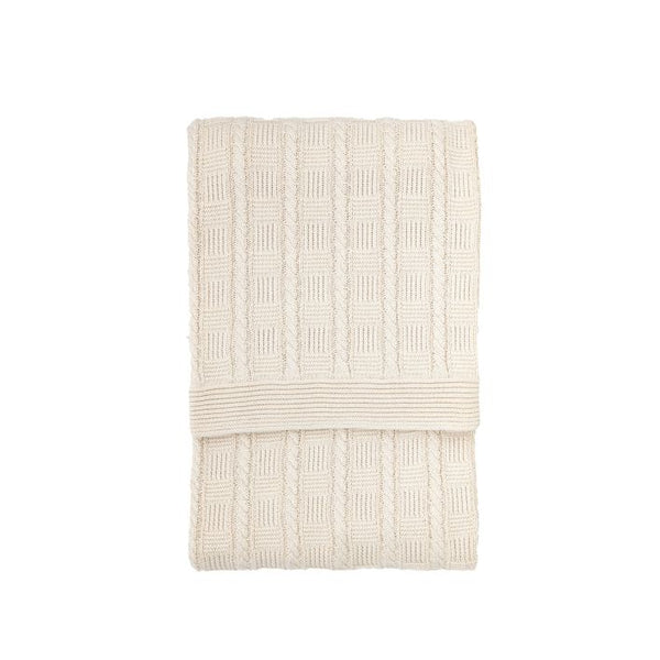 Ghedi Mattia Cotton Cable Throw Cream — SantoLusso®