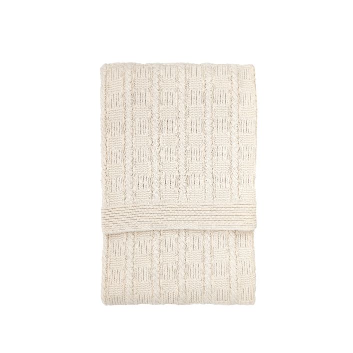 Ghedi Mattia Cotton Cable Throw Cream — SantoLusso®