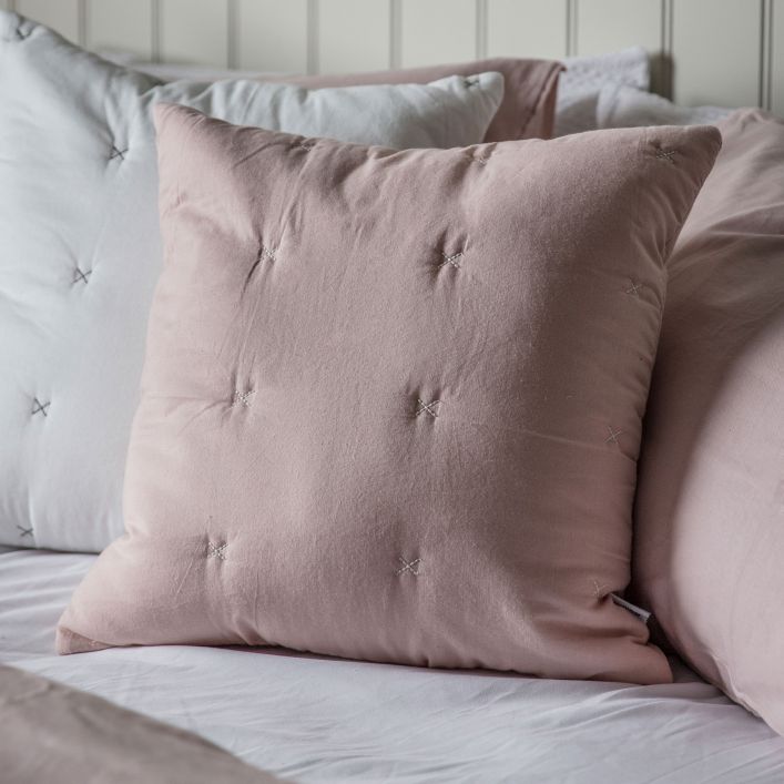 Ghedi Mira Cotton Stitch Cushion White Blush — SantoLusso®