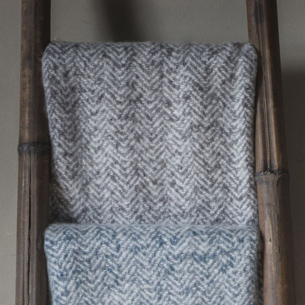 Ghedi Nalle Herringbone Faux Mohair Throw Grey — SantoLusso®