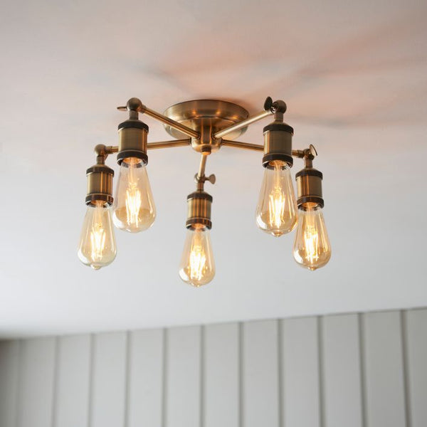 Ghedi Nica 5 Ceiling Light Antique Brass — SantoLusso®