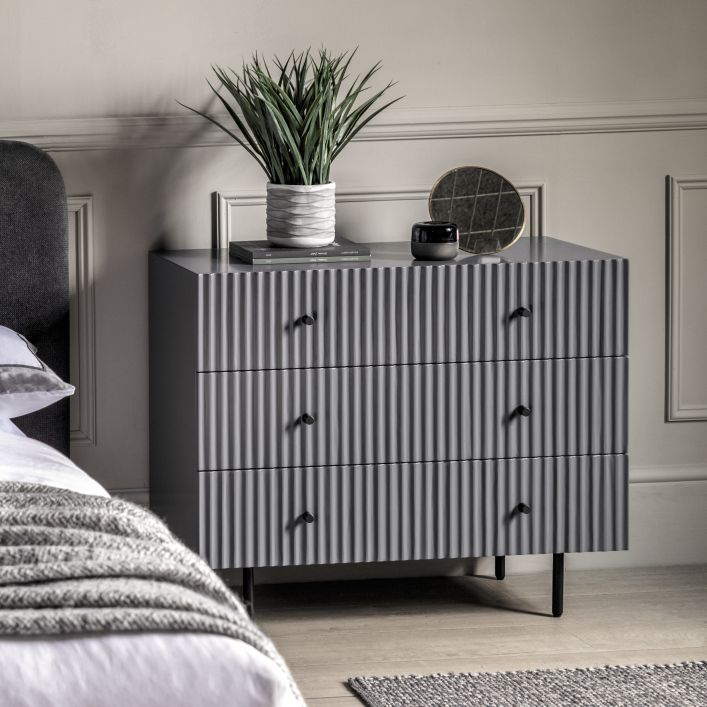 Ghedi Nicolanna 3 Drawer Chest Grey — SantoLusso®